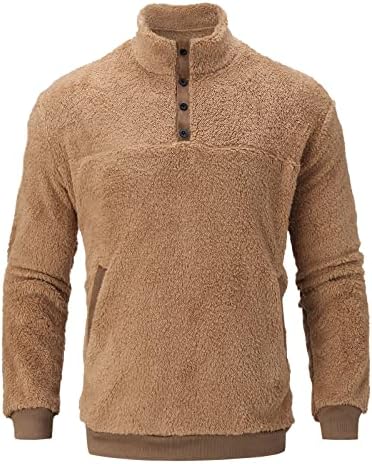 Džemperi za muškarce runo, dugi rukavi topli Aztečki pulover džemper sa patentnim zatvaračem V-izrez Sueter