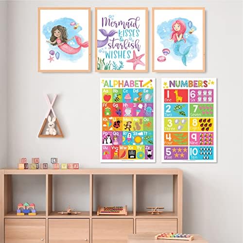 6 reverzibilni sirena zidni dekor otisci vrtić, 16 edukativnih postera za dekor učionice, dekor za bebe,