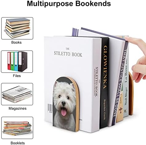 Drveni držači za knjige prekrasnog psa terijera trendi ukrasni stalak za knjige za police za dom i ured Set od 2 komada