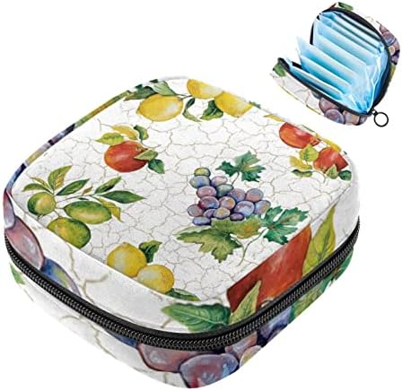 ORYUEKAN torba za čuvanje higijenskih uložaka, torbica za menstrualne čašice prijenosni higijenski ulošci za pohranu ženske menstruacijske torbe za tinejdžerke Žene dame, Vintage ulje na platnu voće limunovo grožđe