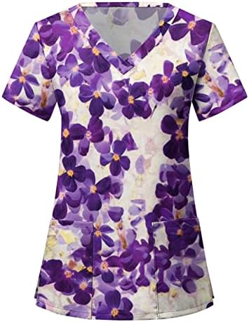 Medicinski pilingi za žene ljetni slatki Print V izrez kratka rukava košulja radna uniforma radna odjeća Tshirt