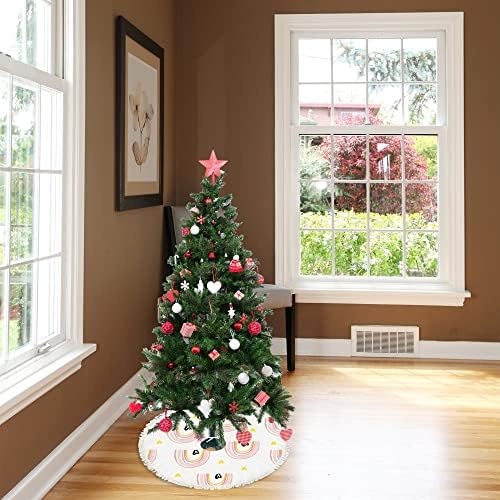 Vantaso 48 inčni suknje velikog drveća božićna dekoracija sa tasselima, duge oblaci srca Xmas Tree Mat