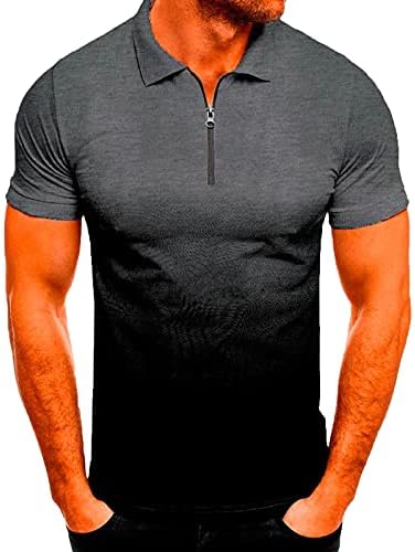 WENKOMG1 rever kratki rukav Henley majice za muškarce Sport gradijent T-Shirt sportsko dugme Down Top 2022 modna