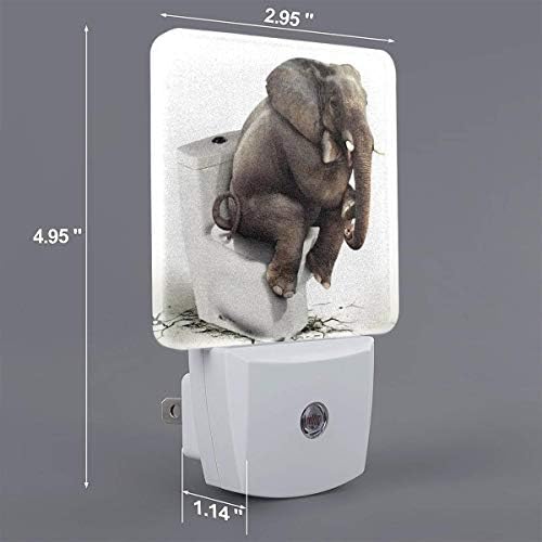 Aieefun Set od 2 Led noćna svjetla, Slon sjedi na WC-u Auto sumrak - to-Dawn senzor noćna lampa