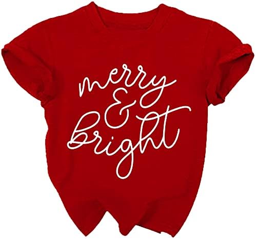 Božić majice dječak djevojčica sretan i svijetao T-Shirt Božić svjetla grafički Tees Holiday Tops