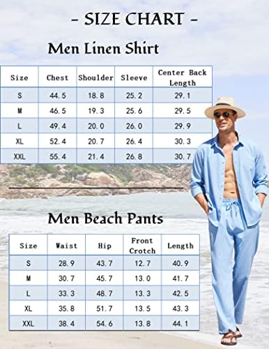 COOFANDY muškarci 2 komad posteljina set Outfits plaži dugme up odgovarajući košulje i pantalone Setovi