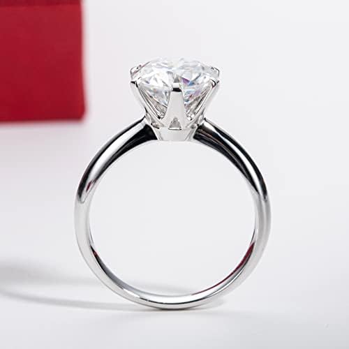 CADYNO solidno 14k Bijelo zlato 3cttw šestostruki pasijans Moissanite prsten, 14k pravo zlato poklon za vjenčanje, zaruke i godišnjice obećanje prstena sa certifikatom