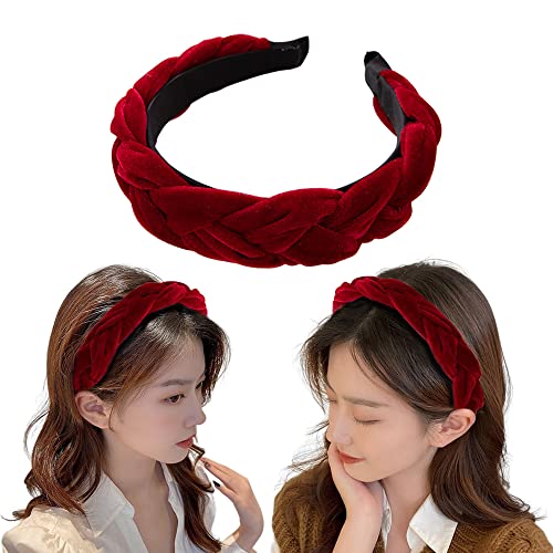 Kilener Crvena baršunasta traka za glavu pletene trake za glavu za žene djevojke baršunaste trake za glavu