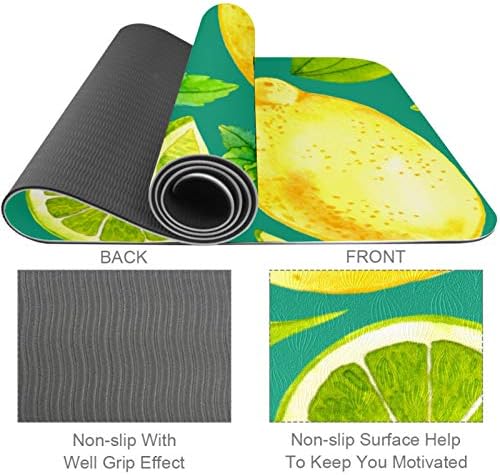 Siebzeh Summer Lemon Pattern Premium Thick Yoga Mat Eco Friendly Rubber Health & amp; fitnes Non Slip Mat za sve vrste vježbe joge i pilatesa