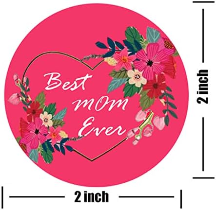 Izvanredne naljepnice za Sretan Majčin dan, 2 inča najbolja mama ikad sa cvijećem srce naljepnice za poklon naljepnice