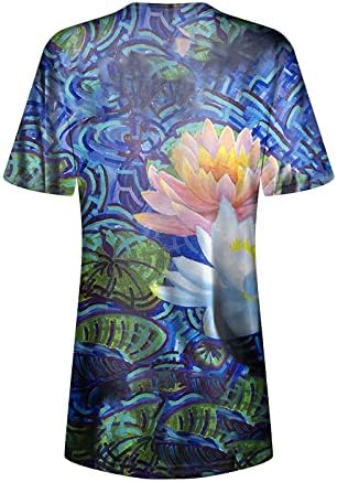 NOKMOPO ženske flanel majice kratki rukav Petite Moda Casual Plus Size cvijeće štampanje okruglog vrata majice