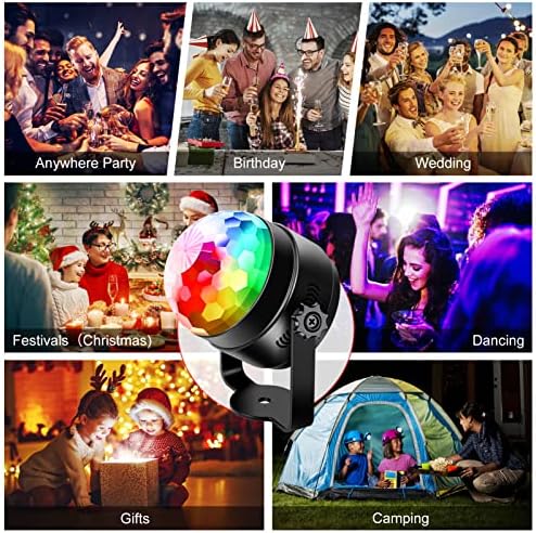 [Ažurirano] USB Party Svjetla LED disco loptice svjetlo sa sisanjem 6W, 7 obrazaca zvuk aktivira se udaljenim DJ diskografskim strobom za Halloween Party Car Dance Xmas Home Bar Rođendan 2 Pack