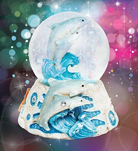 Cota Global Dolphin Stone Snow Globe - Sparkly Water Globe Figurica sa blistavim sjajem, kolekcionarski ukras noviteta za kućni dekor, za rođendane, Božić i Valentinovo