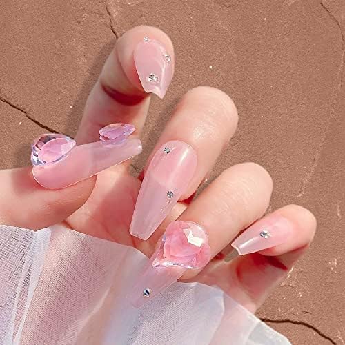 HJKOGH 50kom Nail Art dekoracija kristalno Staklo Nakit dijelovi za nokte Pink Sweet Heart Rhinestones