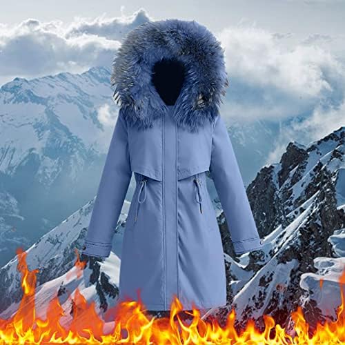 Zimski topli kaputi, ženski lagani zgušnjavajući dugih rukava niz jakne s krznenim kapuljačnim pušćim tankim baggy midi kaputom