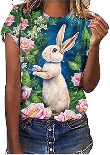 T majice za žene Ljeto smiješno zec zec košulja Uskrsni ležerni za odmor kratkih rukava TEE