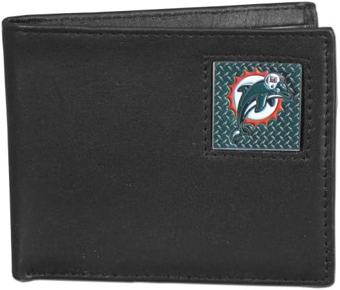 Siskiyou NFL Miami Dolphins koža Gridiron Bi-Fold novčanik, Crna