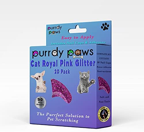 Purrdy Paws 3 mjesec Supply meke kape za nokte za mačke Royal Pink Glitter Large-Extra Adhesives