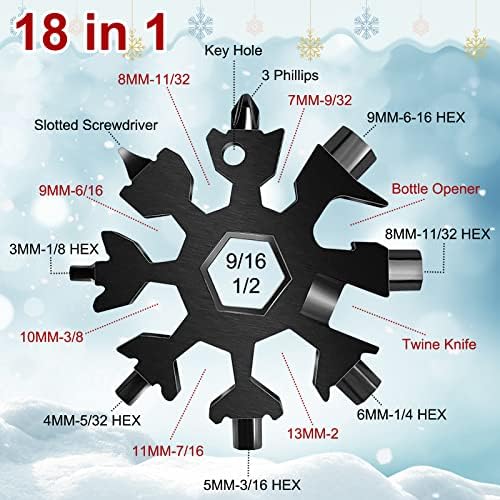 9 pakovanja Snowflake Multi alat, ključ za pahuljice / otvarač za flaše / komplet odvijača, 18 u 1 Snowflake