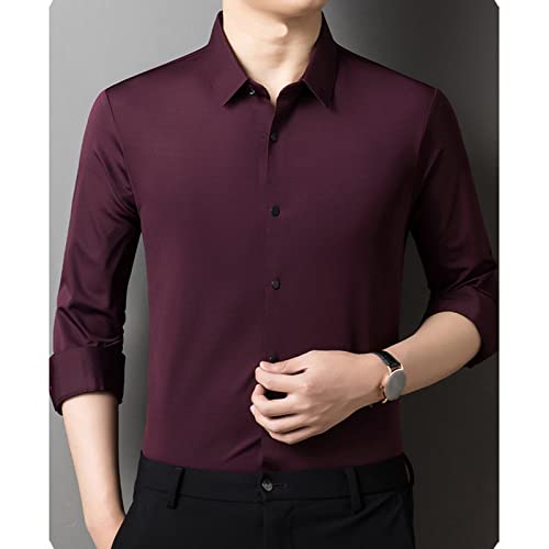 Duge rukave stilske košulje za muškarce čvrste lagane tanke košulje klasična casual poslovna dugmad