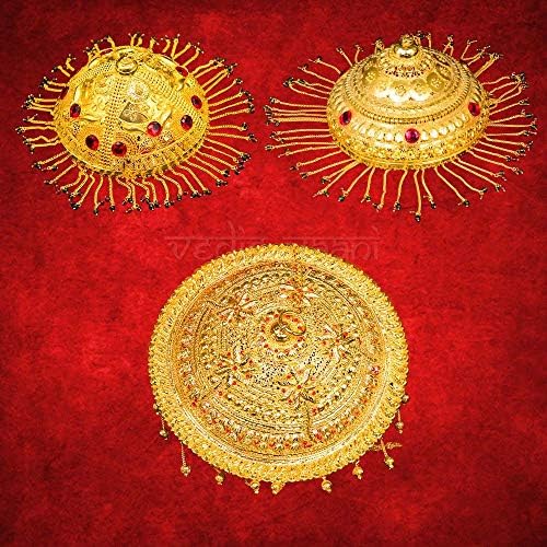 Vedic Vaani bakar zlatni poljski metal sa umjetnim kamenjem vaishno devi mata idol viseći chatar chattar