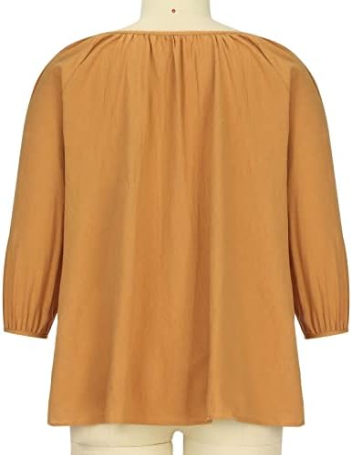 Ženska 3/4 rukava seljačka Gornja posada za vrat sa vezicama bluze ljetne labave Ležerne košulje udobne majice