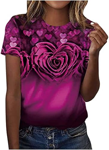Plus size Tops for Women Casual Summer T Shirt Novelty Flower Print T-Shirt Crewneck shirt shirt Loose