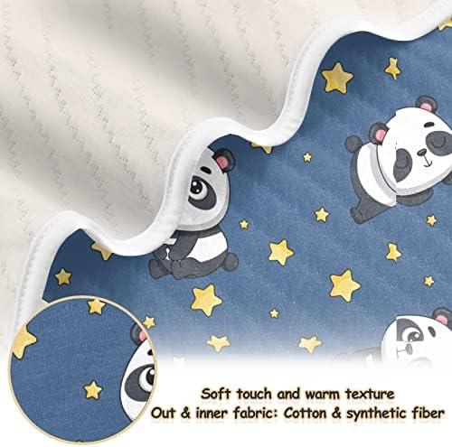 Swaddle pokrivač Panda Moon Stars Pamučni pokrivač za dojenčad, primanje pokrivača, lagana mekana prekrivačica
