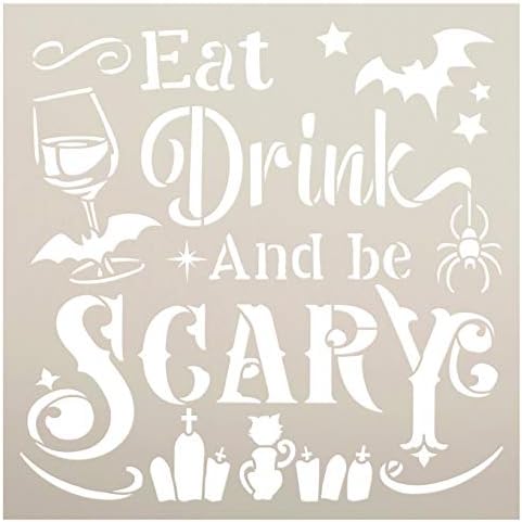Eat Drink & amp; Be Scary Stencil by StudioR12 / DIY Halloween Kitchen Bar & Home Decor | zanat & Boja | predložak za višekratnu upotrebu | odaberite veličinu