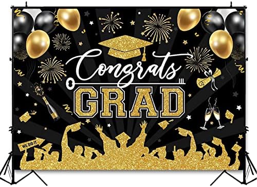 Avezano pozadina za diplomiranje čestitke dekoracije za diplomske zabave crna i Zlatna klasa 2023 Photoshoot