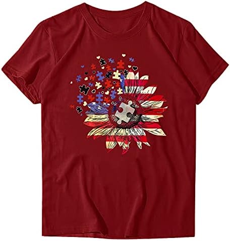 Vijailna američka zastava 4. jula Ispiši patriotske bluze za žene Dressy rukave Summer Ležerne prilike