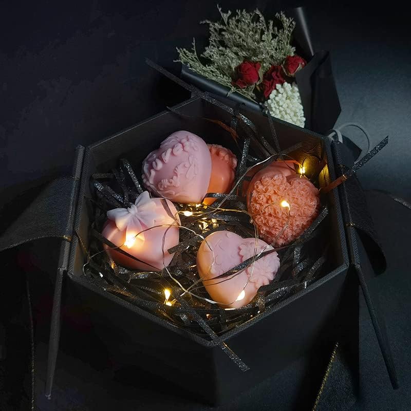 GURATAPA 4pcs cvjeta u obliku srca love ruže silikonski kalupi za DIY Wedding Valentinovo, fondant candy ručno