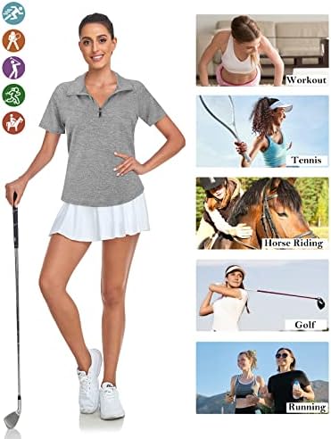 Cucuchy Womens Golf Polo majice 1/4 Zip Up Up kratki rukav vlagu Wicking sportski trening vrhovi