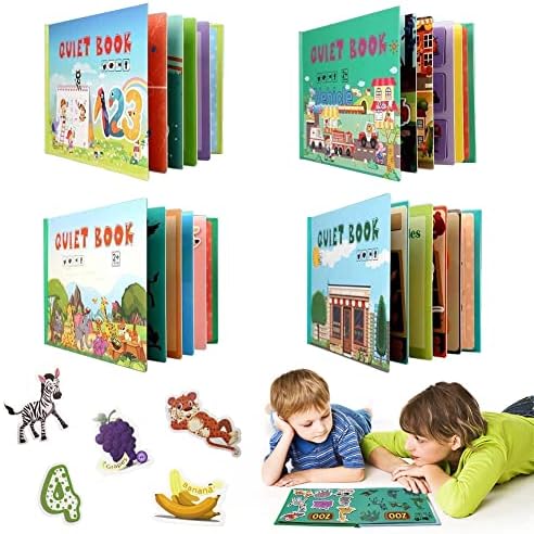 Cykapu 4 Pack Predškolski učenje mirne knjige za mališane, Montessori igračke za aktivnosti zauzete knjigom, obrazovno
