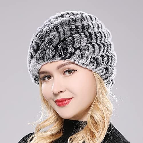 Zimski ženski prirodni šešir snežna kapa zimski šeširi za žene topla devojka pravi pleteni Skullies Beanies