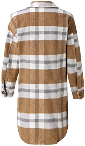 Ženske ležerne vunene duge plairane jakne u gore trendi 2022 Flannel jakna za flanel za spajanje prevelizirani kaputi Kartigan