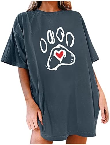 Paw Love Shirt dog Lover Shirts for Women Paw Print Heart Tee Shirt slatka pas mama labave Casual kratki