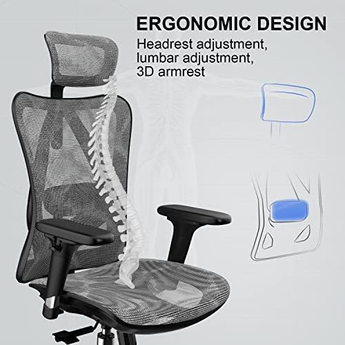 Sihoo M57 ergonomska kancelarijska stolica sa 3 smernim naslonima za ruke lumbalna podrška i podesivi