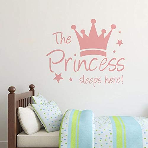 Princeza Slee ovde krune zvijezde DIY naljepnice za uklanjanje zidova i stick zidova s ​​citatom zidne naljepnice Dekor za djevojke Dječja spavaća soba rođendan bojla