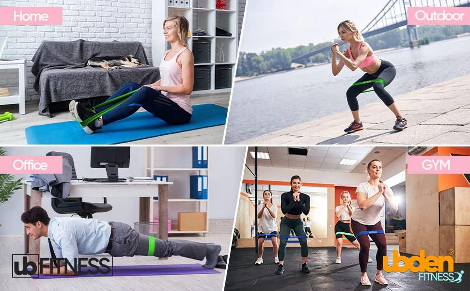 UbFitness profesionalne elastične trake za otpornost 5 kompleta sa vodičem i torbom, vježbe za vježbanje rastezljive trake za žene i muškarce Theraband | Hit Cardio, Strengthing, fizikalna terapija, Pilates, Yoga
