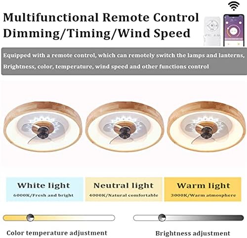 Fehun stropni ventilator sa laganim i daljinskim upravljačem 3 brzina spavaća soba LED dimmblaoron ventilatorska
