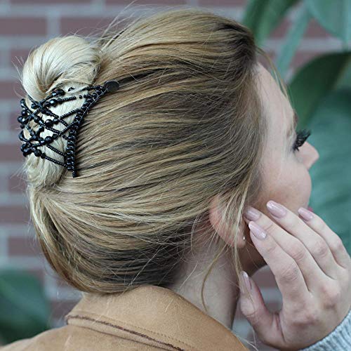 Rastezljive kopče za kosu za Fine tanke frizure - dekorativni biser & Crna Perla, cjelodnevno držanje,