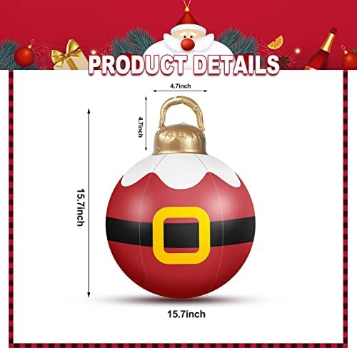2 kom 15.7 inčni PVC napuhavanje Božić kugle, Santa Claus napuhavanje ukrašena Lopta ukrasi za unutarnji
