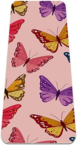 Siebzeh Flying Red Purple Blue Yellow butterfly Premium Thick Yoga Mat Eco Friendly Rubber Health