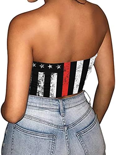 Američka zastava Cisterna Top žena Seksi zvijezda Striped ispis gornjih namotača, 4. srpnja, cijev za vrhunsko bez rukava Cami