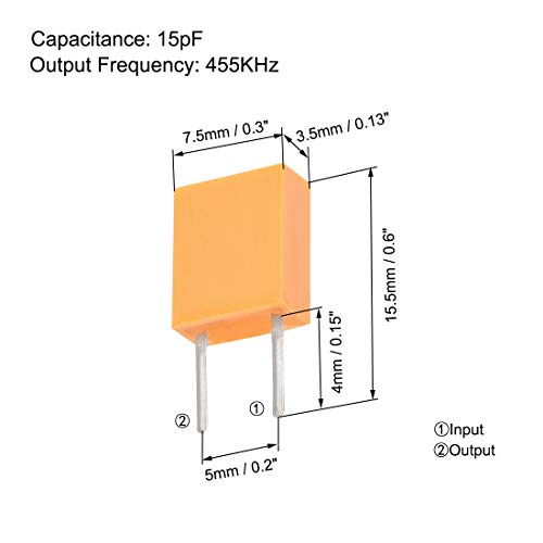 Uxcell keramički rezonator Kristalni oscilator 455khz 2 igle, narandžasta 10 komada