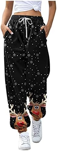 DSODAN božićni ženski duks cinch dno xmas visoki struk sportske teretane baggy jogger hlače salonske pantalone