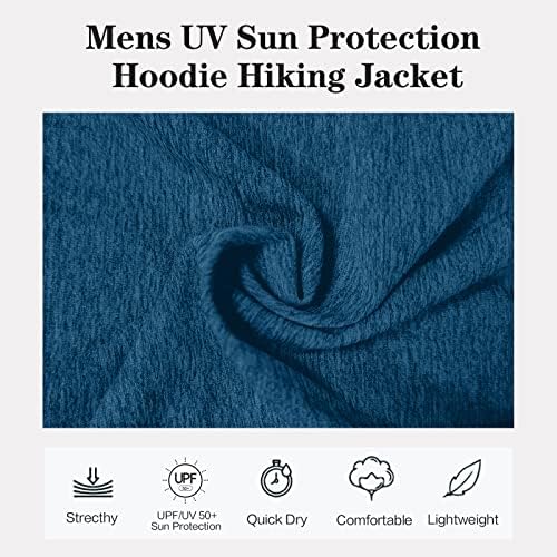 Mens upf 50+ uv puni zip za zaštitu od sunca sa kapuljačom sa palcem rupa za hlađenje lagano ribolov planinarenje za hlađenje Muškarci