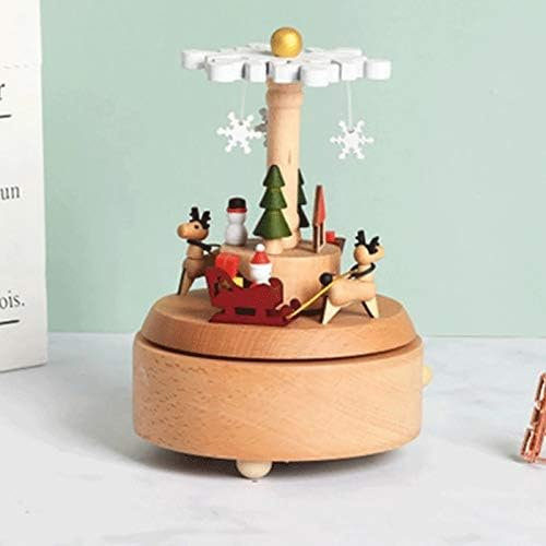 Bbsj Buech Božićne pahuljice Drvena muzička kutija Dekoracija za odmor Decoration Music Box Poklon
