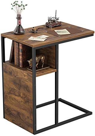 Cubiker krajnji sto, reverzibilni bočni sto u obliku slova C sa drvenom policom, Pomoćni sto za